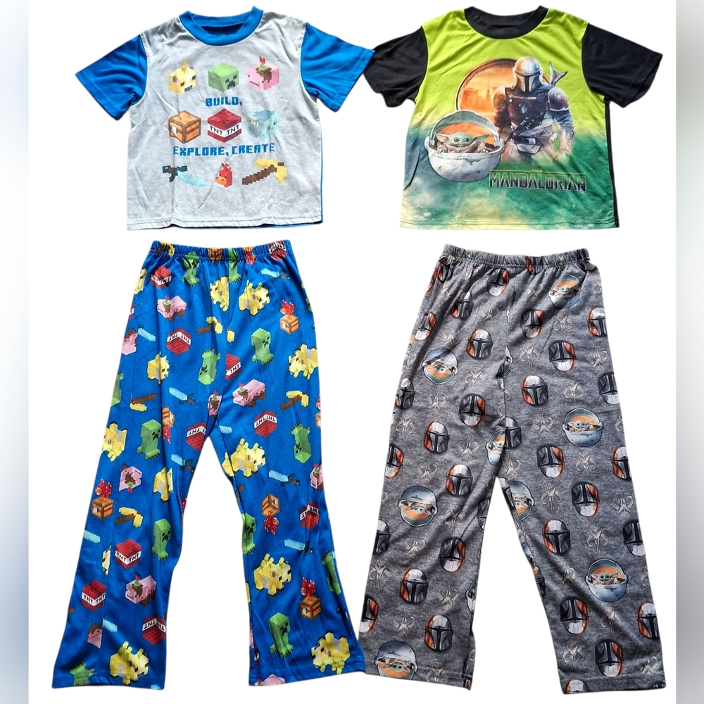 1 pair of boy pajamas sets shirt pants Minecraft Star Wars size M